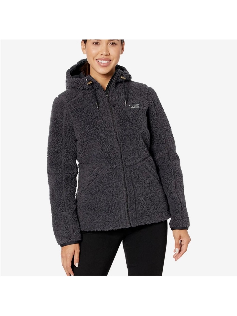 L.L. Bean Women's Mountain Pile Fleece Hoodie Grey Charcoal XL